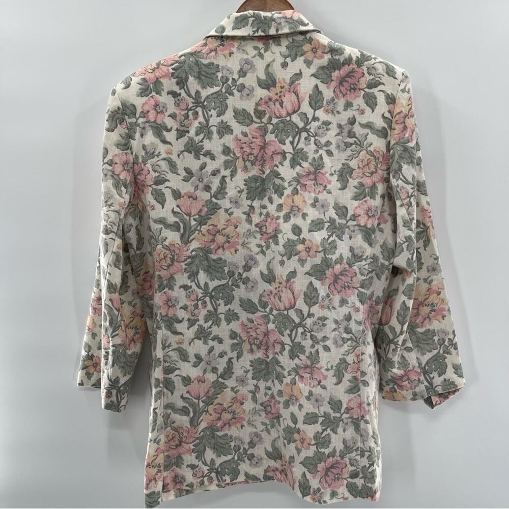 Vintage USA Floral Cottagecore Coastal Grandma Blazer Patch Pockets Size Medium - Picture 6 of 9